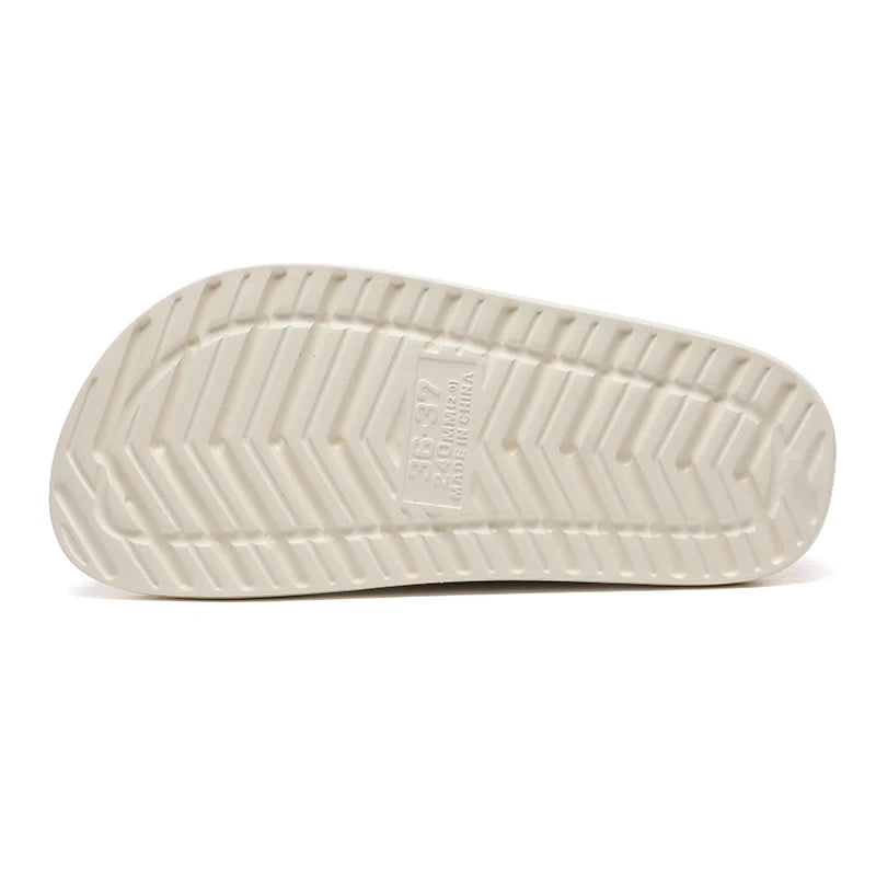 Pure White Womens Slippers Double Buckle Slide Sandals Thick Soles Height Increase 4.5cm Summer Flat Rubber Slides Soft Comfort
