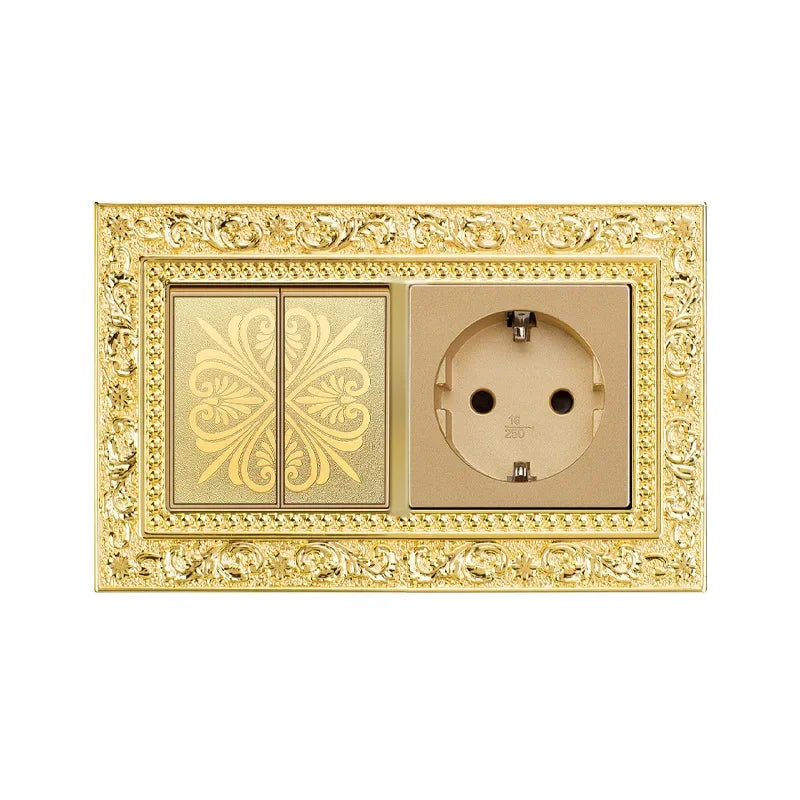 Luxury Vintage Push Button Switch 1/2/3/Gang 2Way,EU France Standard copper Wall socket,Universal light home switch power outlet
