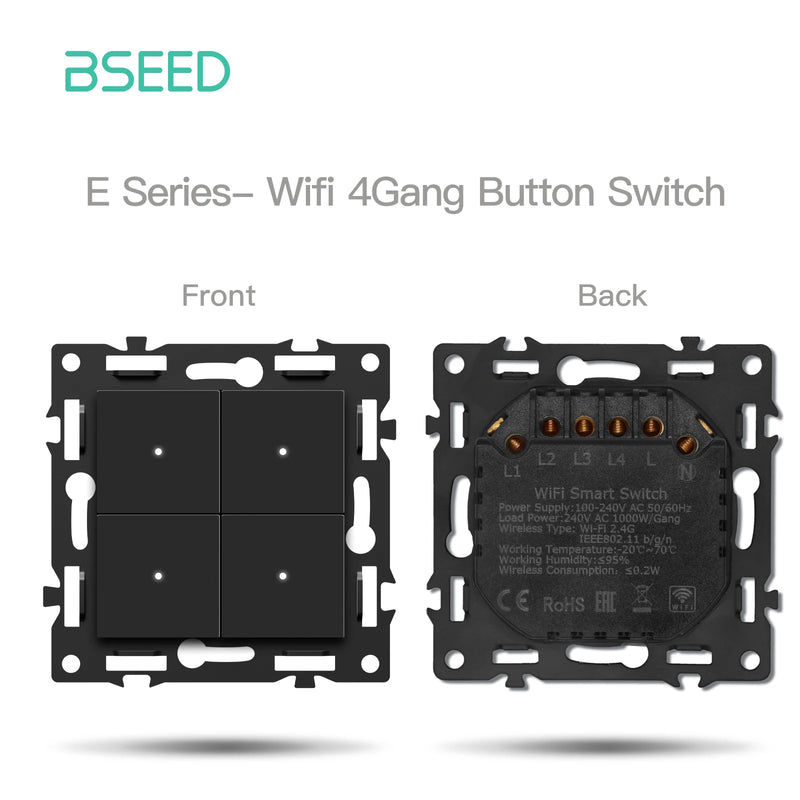 BSEED 1/2/3/4Gang WIFI Click Button Switch Part Plastic Frame Smart Curtain Switch Function Part EU Smart Socket DIY Combination