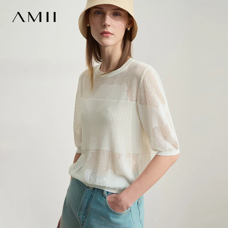 អាវយឺតកមូលសម្រាប់នារី Amii Minimalist រដូវក្តៅឆ្នាំ ២០២៦ ថ្មី ដៃខ្លីស្តើង រលុង សម្រាប់ធ្វើដំណើរ 12542049