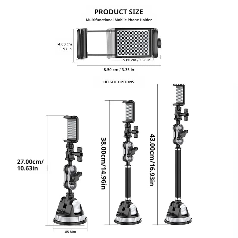 SEAMETAL Suction Cup Car Phone Shooting Stand Magic Arm Car Dashboard Windshield Phone Mount GPS Holder for Car Accessories