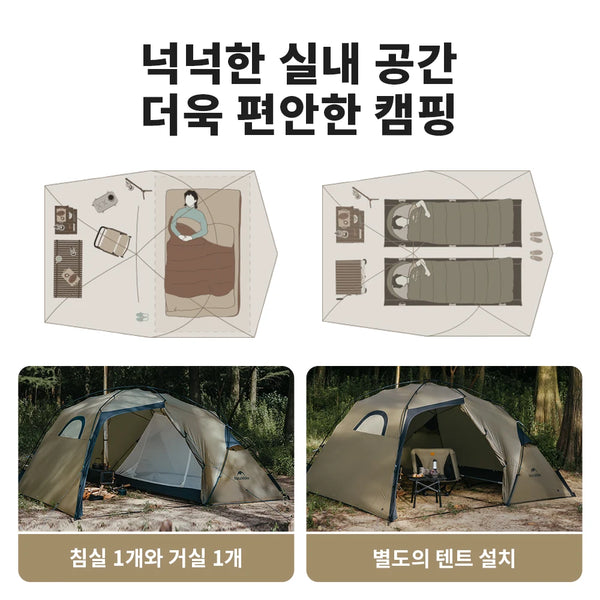 តង់បោះតង់ Naturehike សម្រាប់មនុស្ស 2 នាក់ តង់សម្រាប់ធ្វើដំណើរជាលក្ខណៈគ្រួសារ ស្រាលខ្លាំង តង់មួយបន្ទប់ តង់មួយសាល តង់សម្រាប់ស្នាក់នៅក្រៅផ្ទះ តង់សម្រាប់ 4 រដូវ