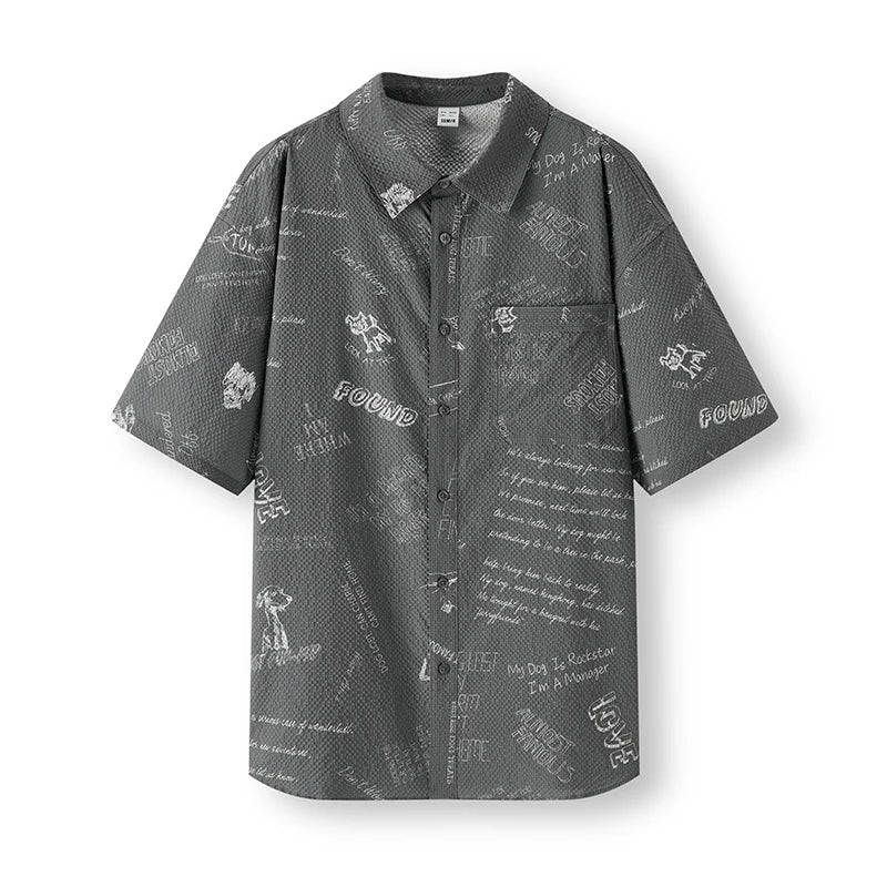 Semir Mens Shirt 2026 Short Sleeve All Over Printed Bubble Texture Tops Vacation Style Casual Fashion Soft Daily Wear