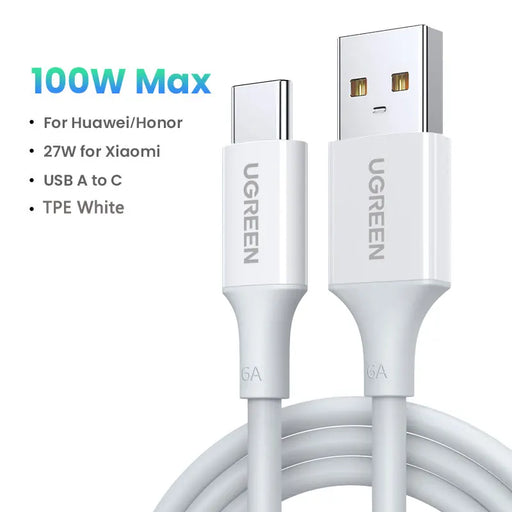 Ugreen 5A USB Type C Cable Fast Charger Data Type-C Supercharge USB Type C Cable for Huawei Mate 30 20 P30 P20 USB Charging Wire TPE White CHINA