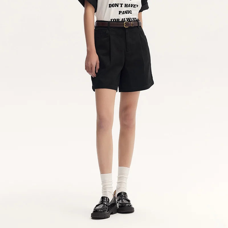 Semir Women's Basic A-Line Shorts Summer Minimalist Fashion Belted Loose Fit Trendy Casual Shorts