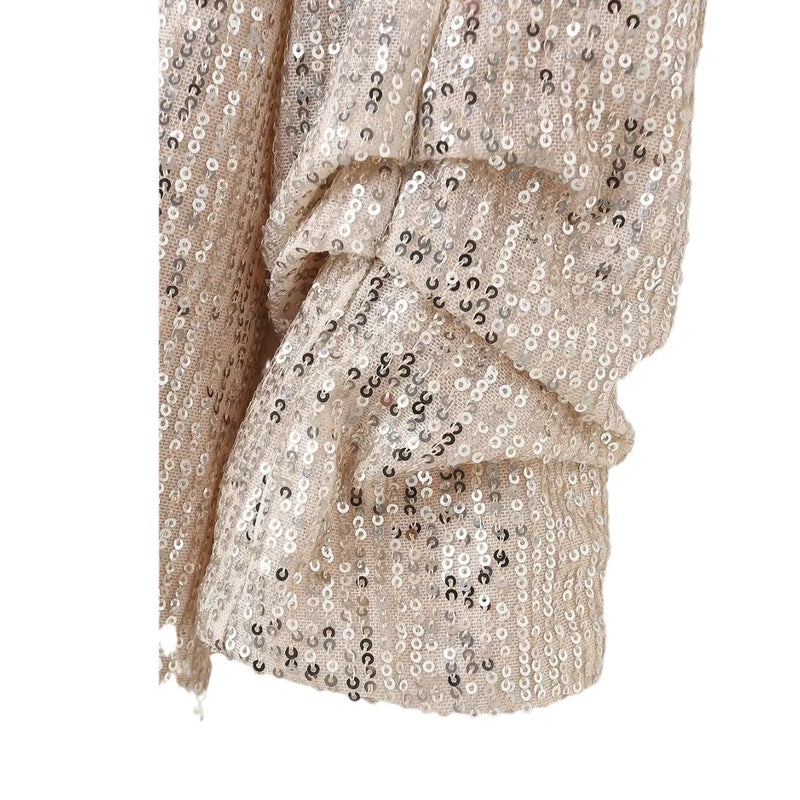 New Arrivals: Apricot-colored Women's Long-sleeve Cardigan; Jacket with Gold Circular Sequin Embellishments.