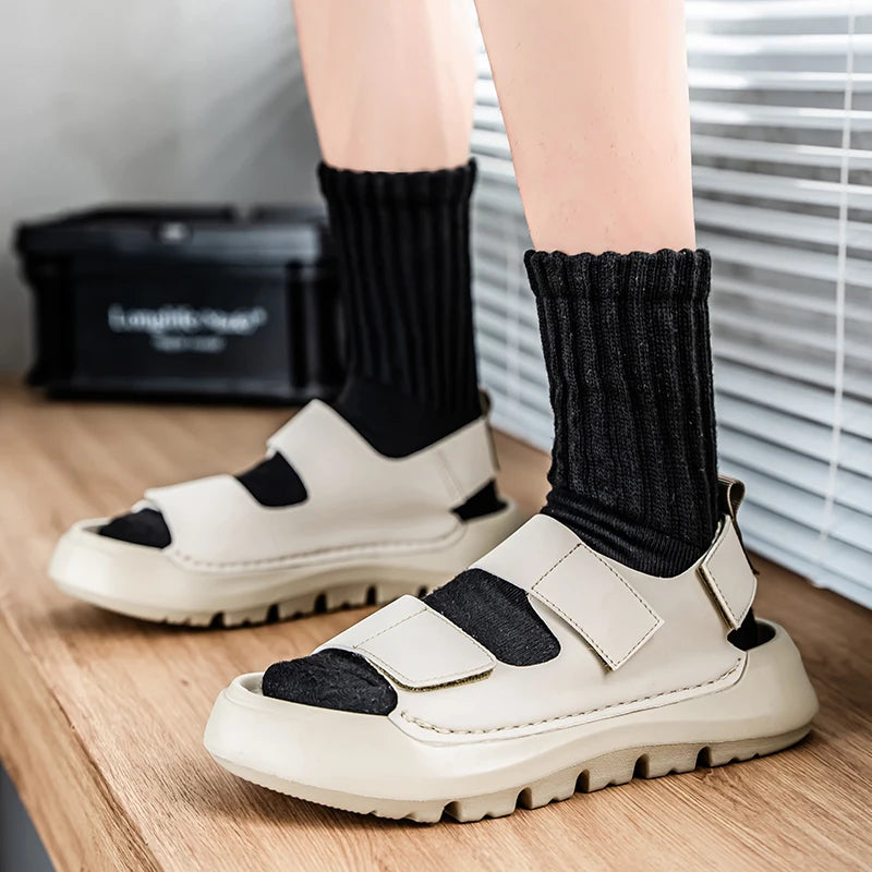 Men's thick-soled beach sandals summer breathable lightweight non slip soft sole slides outdoor sports sandals walking sandlas