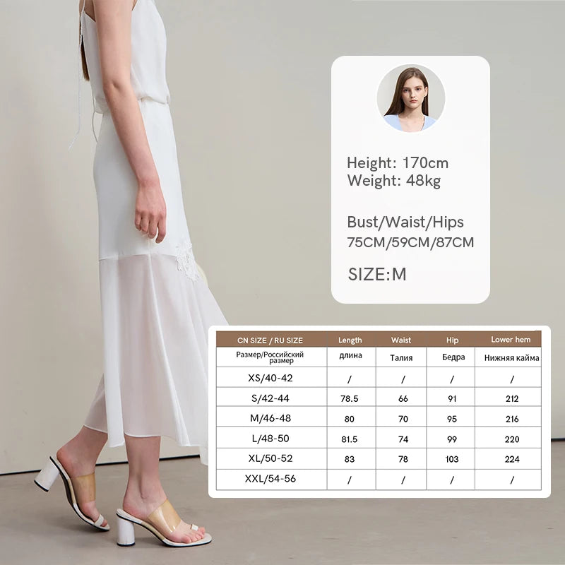 សំពត់ Amii Minimalist Casual Bustier សម្រាប់នារី រដូវក្តៅ ឆ្នាំ២០២៥ ថ្មី រចនាបទ Lace Slim Half-body Chiffon Fishtail សំពត់ 12522064