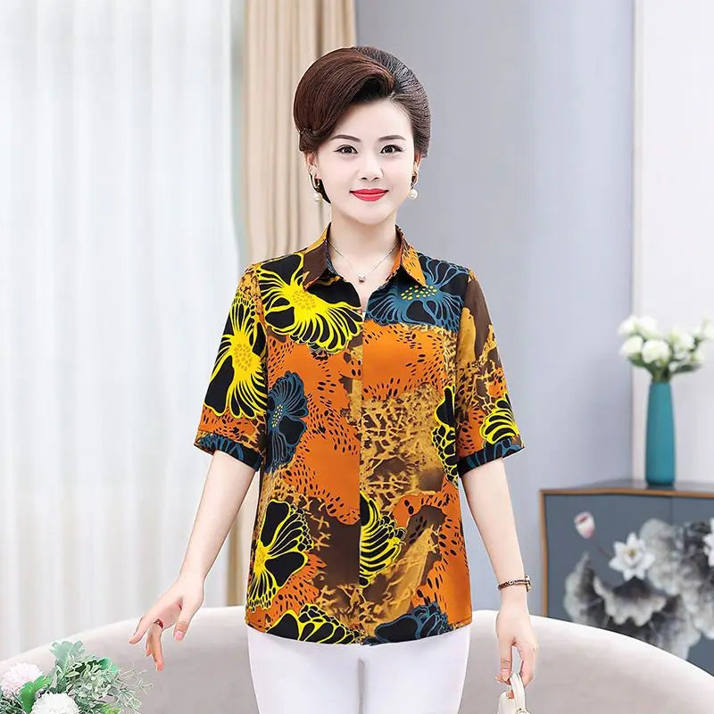 អាវយឺតដៃខ្លីទាន់សម័យ សាមញ្ញ សាមញ្ញ ថ្លៃថ្នូរ បោះពុម្ព សម្លៀកបំពាក់នារីថ្មីសម្រាប់រដូវក្តៅ