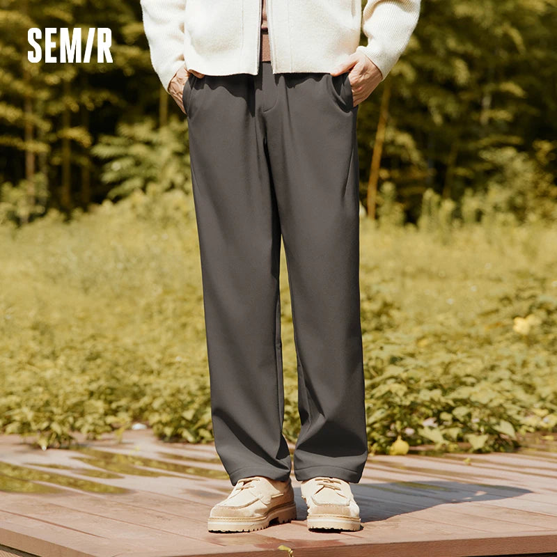 Semir Casual Pants Men Three-Resistant Soft Shell Fleece Lined Straight Leg 2025 Winter New Long Pants Commuting Basic Versatile