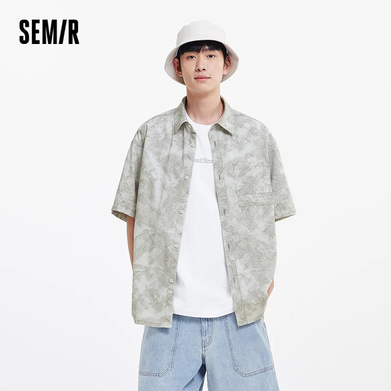 Semir Mens Shirt 2026 Denim Cool Feeling Loose Short Sleeve Lightweight Casual Fashion