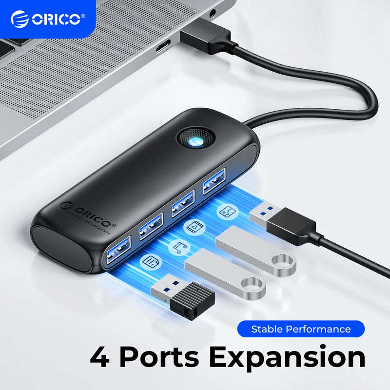 ORICO Member  USB 3.0 Hub Usb 2.0 Multi-USB Splitter Power Adapter 4-Port Multi-Extender OTG Adapter For PC Computer Accessories