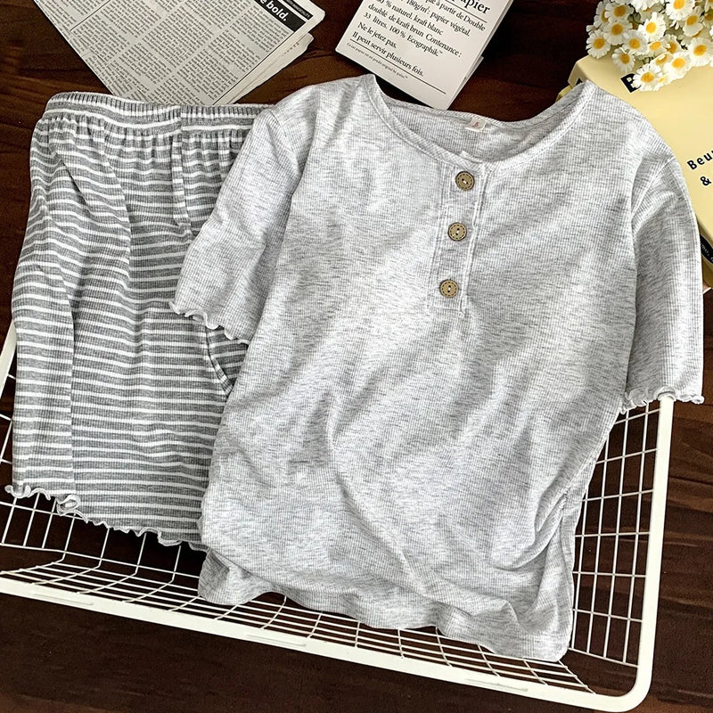 Summer Pajamas for Lady Pyjamas Nightie with Bra Short Sleeve Women's Pajamas with Shorts Two-Piece Home Wear Women Nightwear
