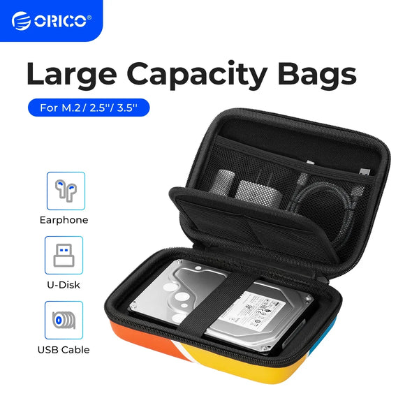ORICO 2.5'' 3.5'' Hard Disk Case Protection Bag for External HDD M.2 Case /Earphone/U Disk Large Capacity Colorful Storage Bags