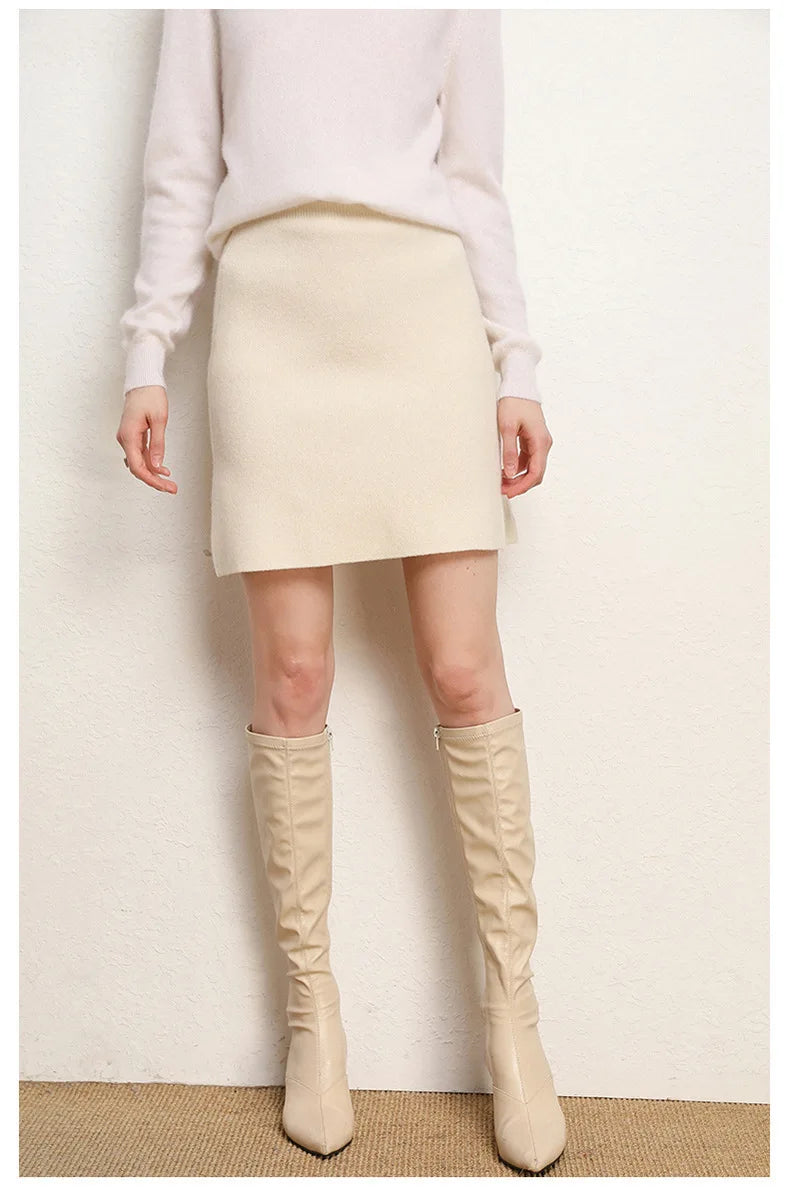 Autumn/Winter Women's Stretch Pencil Skirt, High-waisted A-line Mini Skirt in Asian Sizing, Available in Black, Pink,Beige. 2026