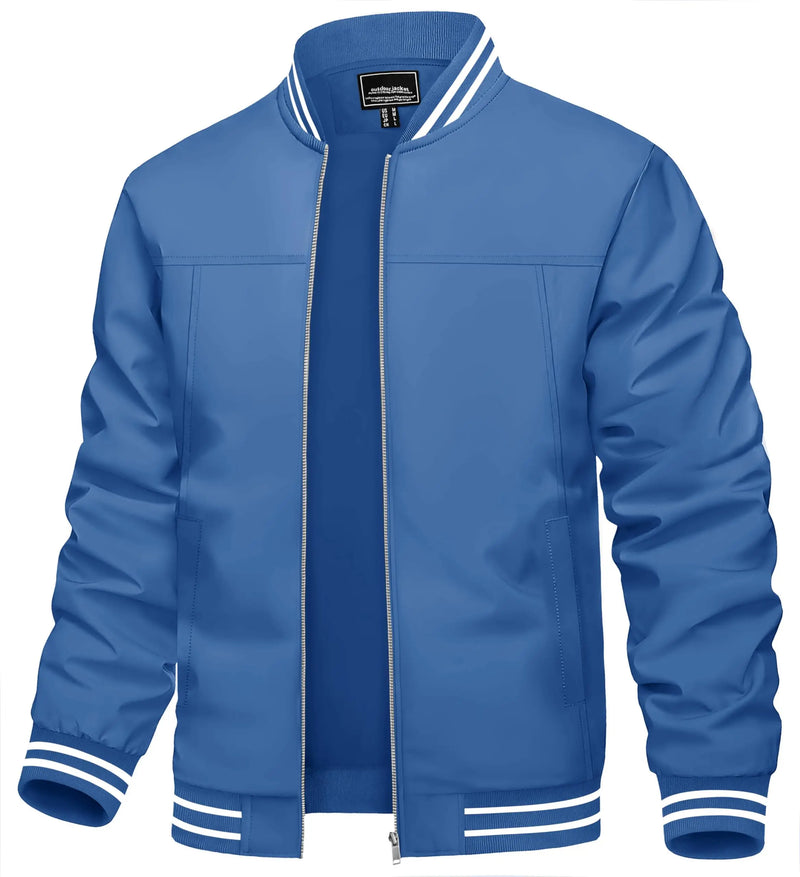 TACVASEN Mens Lightweight Waterproof Bike Jackets Windproof Warm Outdoor Jackets Spring Fall Zip Up Coat With Pockets