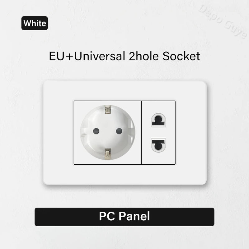 EU Korea Standard 4*2 Wall Light Switch Socket,USB Type-c 20W Fast Charger plug,1/2/3/4/Gang 2 Way Switch PC Panel Power ON OFF