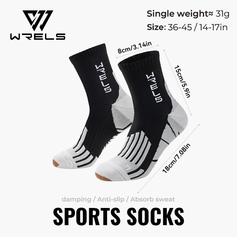 WRELS Sports Socks Arch Support 3D Anti Slip Quick Dry Breathable Cushioned Soccer Gym Training Outdoor Athletic Socks Men Women