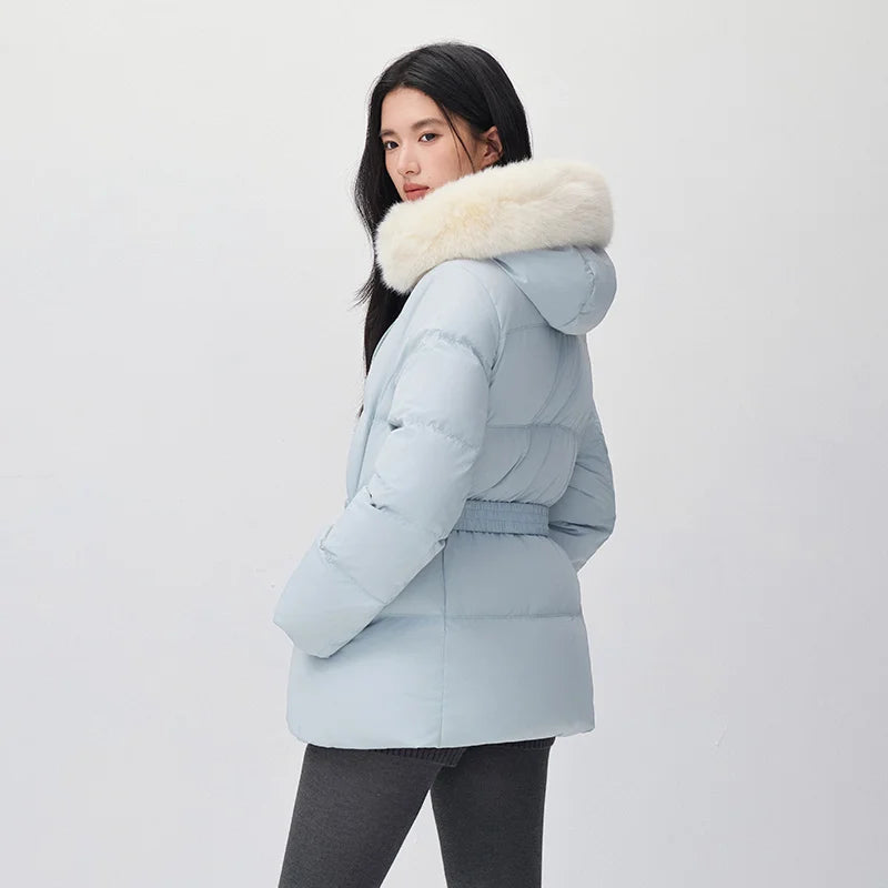 Semir Women Down Jacket Mid Length Water Repellent Windproof 90 Percent Down Fill Plush Collar Modern Style 2026 New