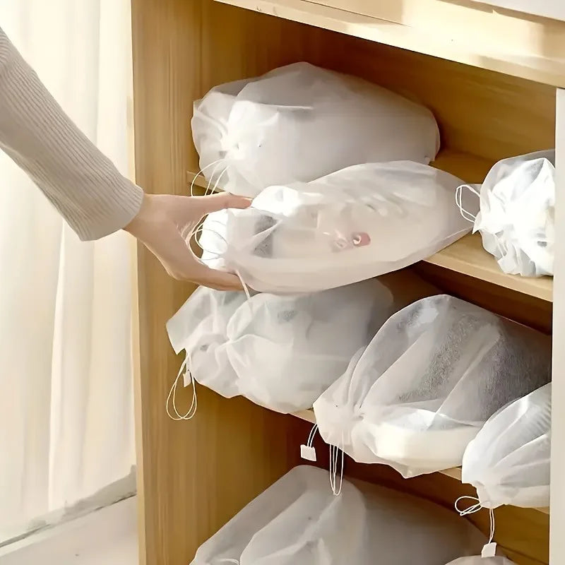 10pcs Portable Shoe Storage Bags, Non-Woven Travel Organizer, for shoes,with Drawstring Closure,Hanging Shoe Storage Bag