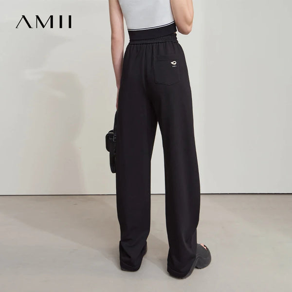 ខោ Amii Minimalist សម្រាប់នារីរដូវស្លឹកឈើជ្រុះឆ្នាំ ២០២៦ សម្លៀកបំពាក់ថ្មីរឹងមាំធម្មតាម៉ូដកូរ៉េចង្កេះយឺតកីឡាខោជើងធំ 12542035