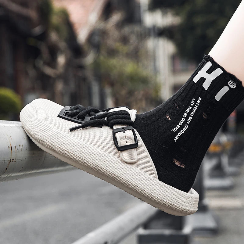 Men's breathable slip on casual slippers summer soft-sole anti-slip outdoor walking slippers fashion youth sports semi-slippers