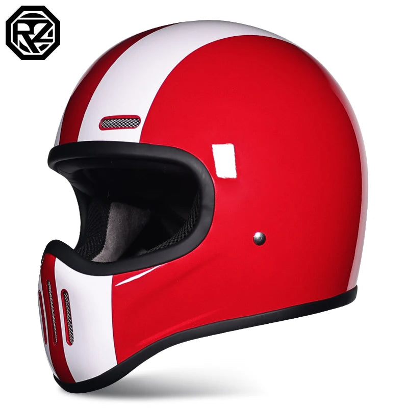 ORZ Retro Motorcycle Helmet Carbon Fiber/Fiberglass Material Cruising Devil Knight Heavy Motorcycle Full Helmet 801 M-XL