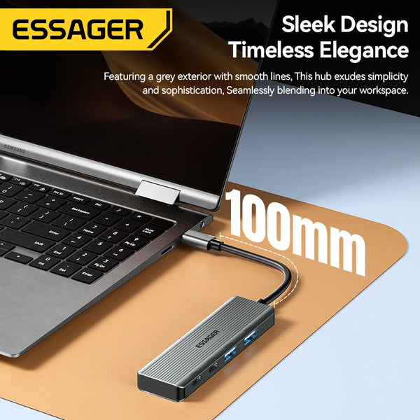 Essager USB Hub Adapter 4 in 1 USB Type C to USB3.2 Gen2 Hub Splitter Adapter for MacBook Pro Air Samsung Docking Station HUB
