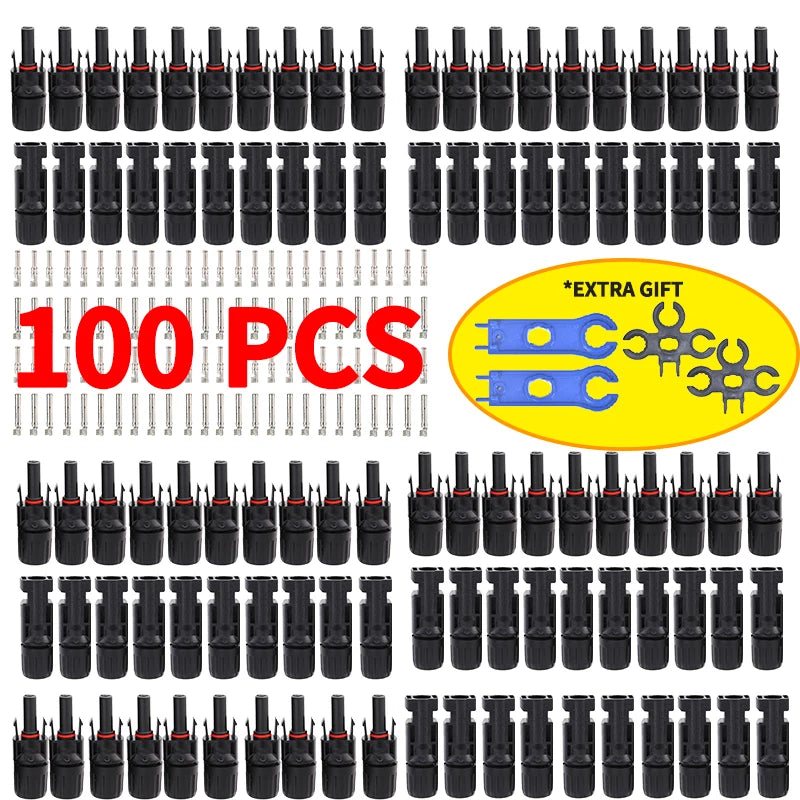 Free shipping 600/400/200/100/10 Pcs DC Solar Connector 1000V30A Panel Stecker Connectors Kit for Cable 2.5/4/6mm2