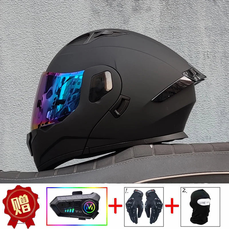 ORZ high-quality motorcycle professional racing flip helmet ABS material modular dual lens Bluetooth helmet DOT certification