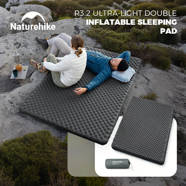Naturehike 2026 Latest TuYe R3.2 20D Nylon Ultra-Lightweight Two-Person Warm Inflatable Mattress for Outdoor Hiking and Camping