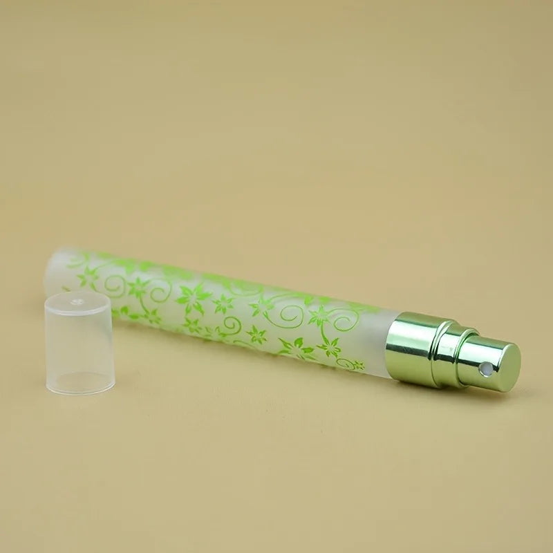 3pcs 10ml Exquisite Frosted Printed Spray Bottles,Portable Travel Perfume Atomizer Bottles,Travel Essential, Random color.