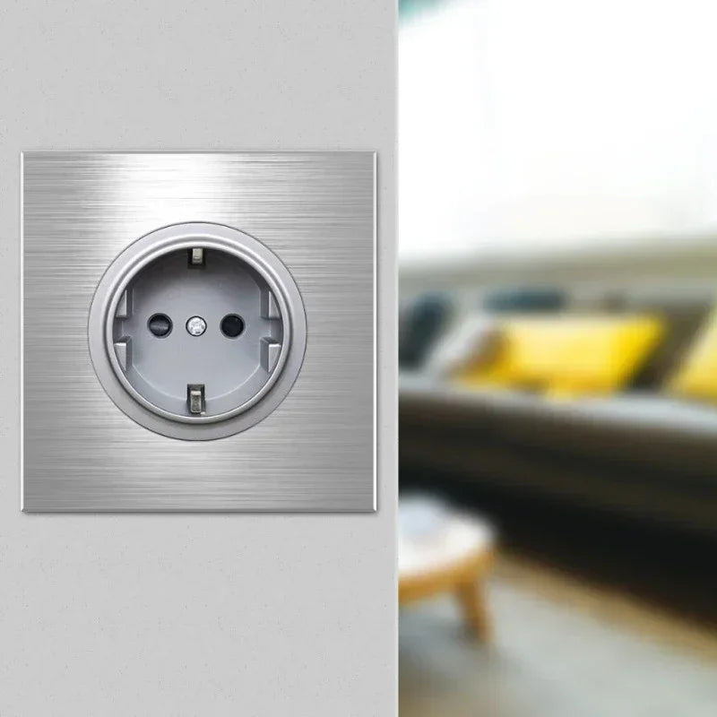 Europe UK FR Luxury LED Wall Light Switch Socket,1 2 3 4 gang 1 2way On/Off aluminum alloy Round Button household Switch panel
