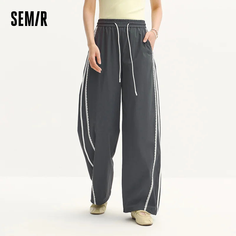 Semir Women Pants Color 2026 Block Ruffle Trim Drawstring 3D Cut Urban Casual Everyday Style Soft Comfortable Daily Wear