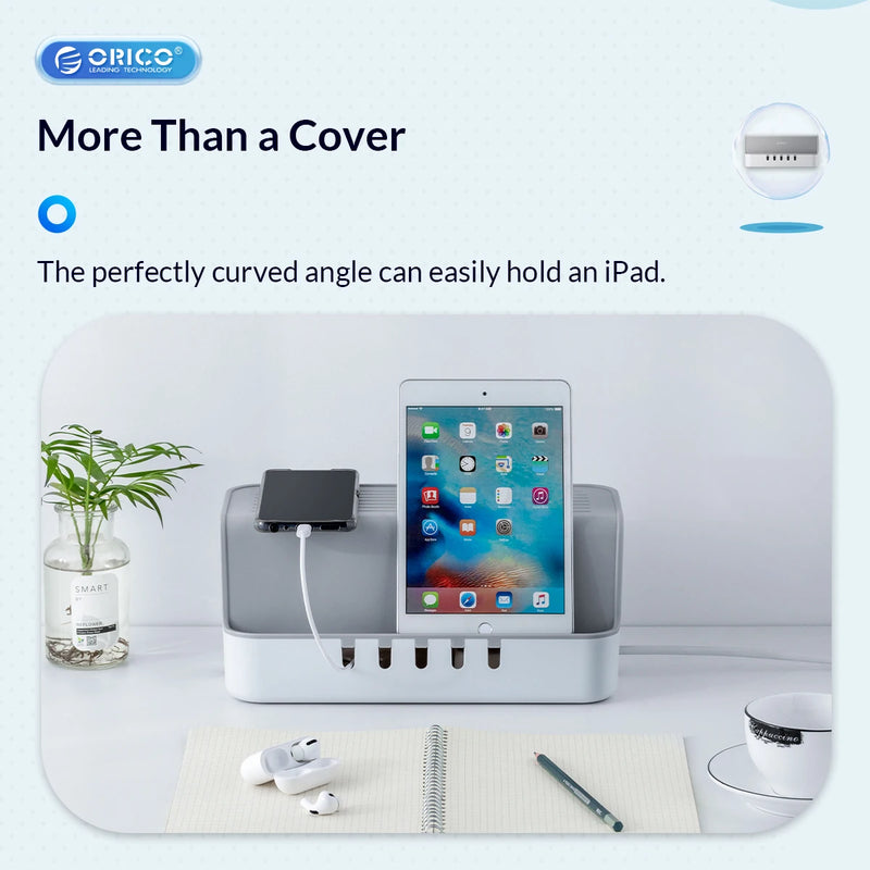 ORICO Power Strip Storage Box Cable Management Winder for Sockets Mobile Phone Holder Charging Cables Organizer