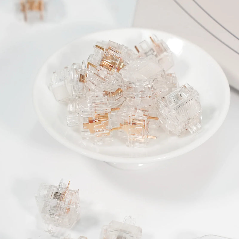 Akko Linear Switch U1 Crystal Silver 5-Pin 35gf Lightweight Factory Lubed Compatible with MX Mechanical Keyboard Switches 45 pcs