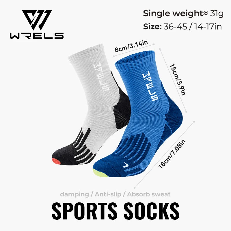 WRELS Sports Socks Arch Support 3D Anti Slip Quick Dry Breathable Cushioned Soccer Gym Training Outdoor Athletic Socks Men Women