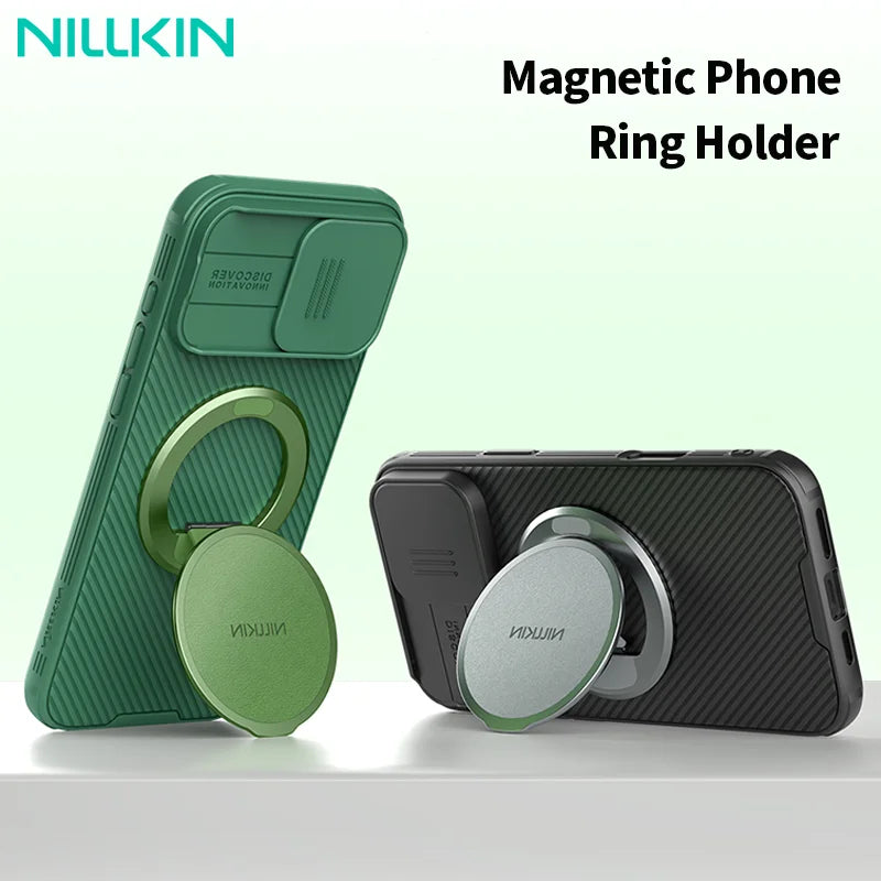 NILLKIN Magnetic Phone Holder For iPhone 16 Foldable Ring Buckle Back Adhesive Stand Portable Car Phone Holder For Huawei Xiaomi