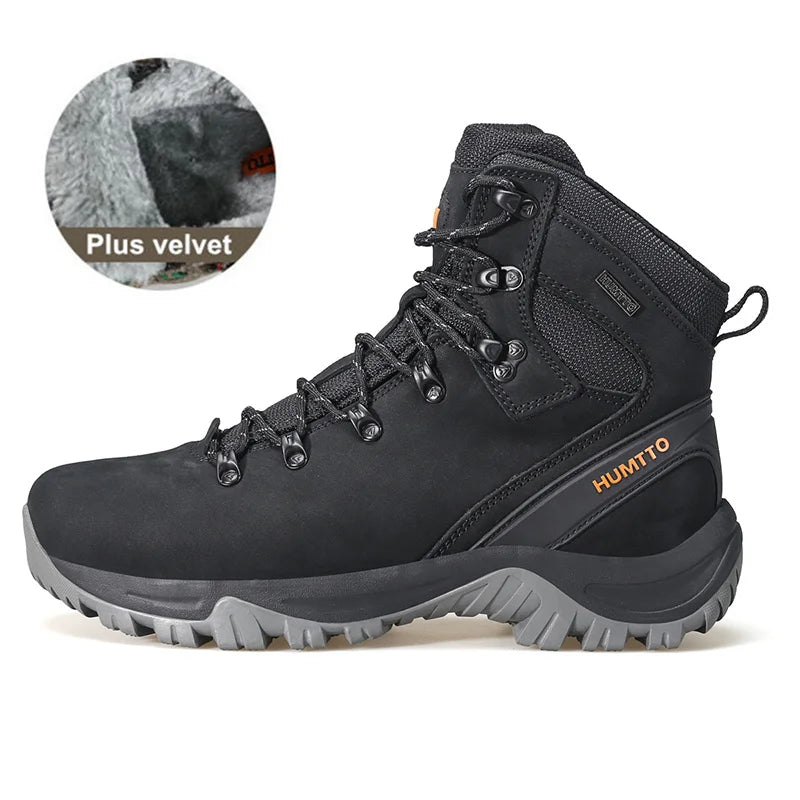 HUMTTO Waterproof Shoes for Men Leather Sports Climbing Hiking Boots Mens Luxury Designer Outdoor Trekking Hunting Male Sneakers