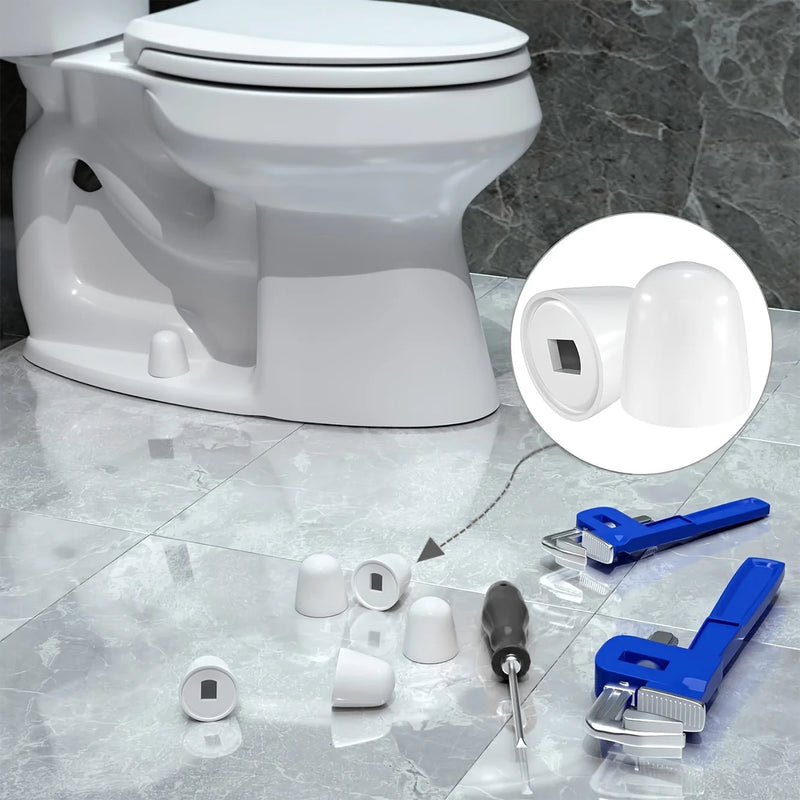 2pcs Premium Round Universal Toilet Bolt Caps - Easy Push-On Installation with Extra Washers, 1.44 Inch Height, Durable Plastic