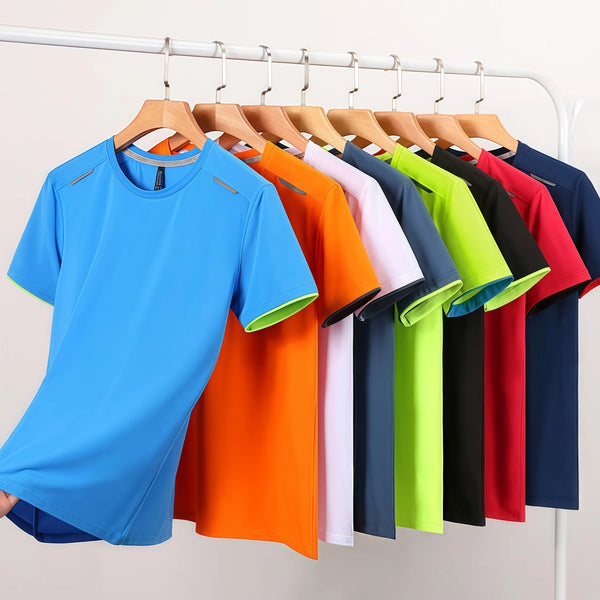 6XL Ice Silk quick-drying round-neck T-shirt  cool breathable non-sticky summer sports safe eye-catching in night running