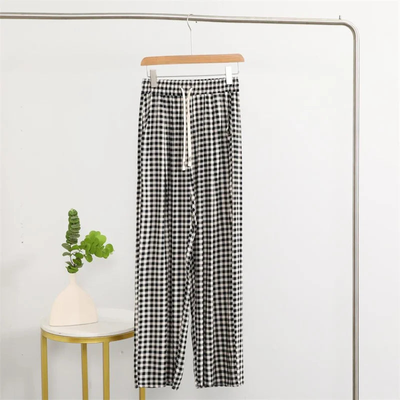 2026 New Casual High Waist Sleep Pants Women Striped Loose Ladies Pajama Pant Home Wear Trousers Pantalon Pijama Nightwear