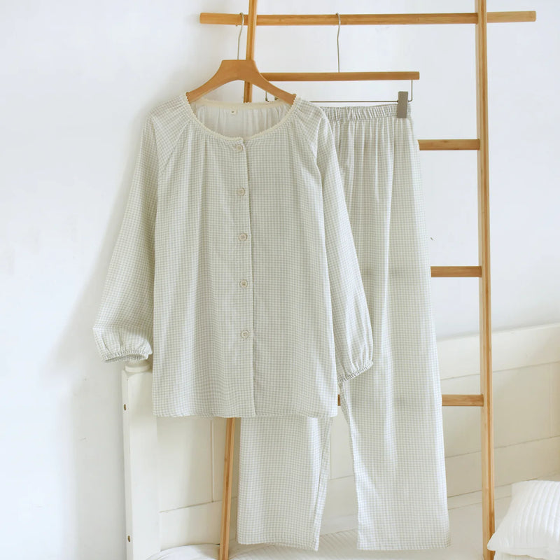 Women's 2-piece Loungewear Suit Long Sleeve Top and Pants Nightwear Home Clothes Casual Spring Autumn Sleepwear Female Clothing