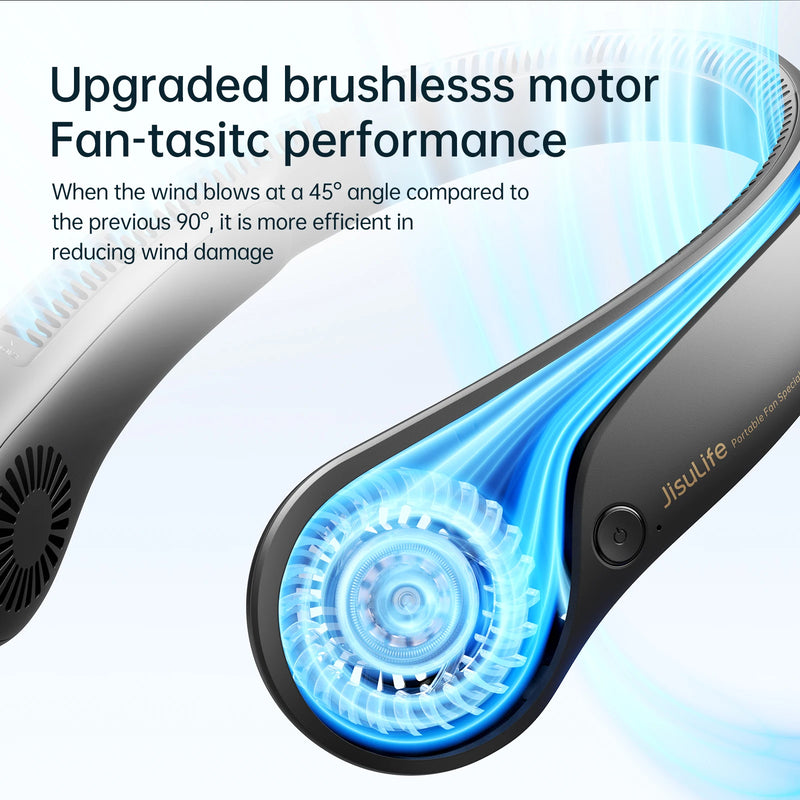 JISULIFE Portable Neck Fan,Hands-Free Bladeless, 5 Speeds,4000 mAh Rechargeable Battery,Twistable Operated Wearable Neckband Fan