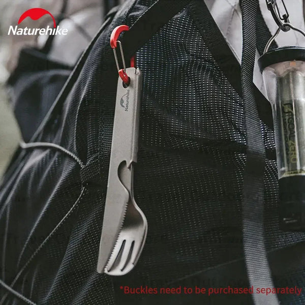 សម្ភារៈបោះតង់ Naturehike Titanium កាំបិត សម ស្លាបព្រា ឈុត 3 ក្នុង 1 សម្រាប់ក្រៅផ្ទះ សម្ភារៈប្រើប្រាស់ច្រើនមុខងារ សម្ភារៈសម្រាប់ធ្វើម្ហូប