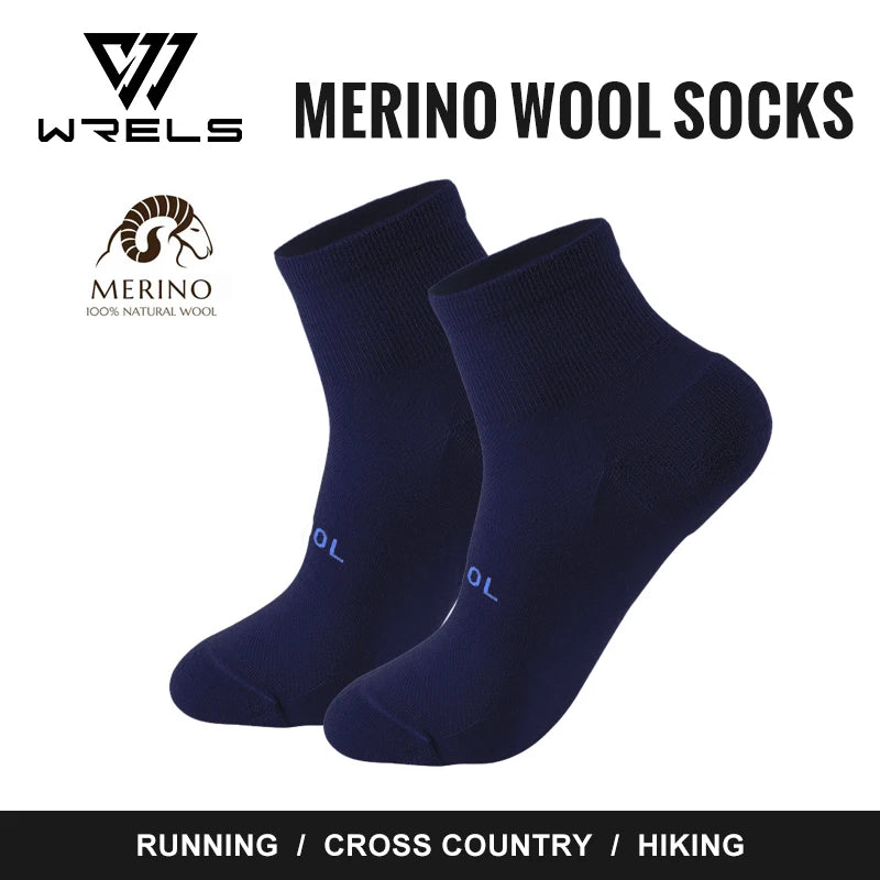 WRELS Merino Wool Socks Compression Winter Ankle Cotton Socks Basketball Professional Racing Cycling Socks for Men Women