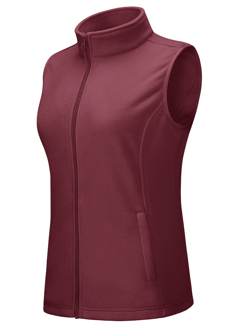 TACVASEN Women's Autumn Winter Lightweight Polar Fleece Vest Full-Zip Layering Jacket with 2 Pockets for Hiking and Daily Wear