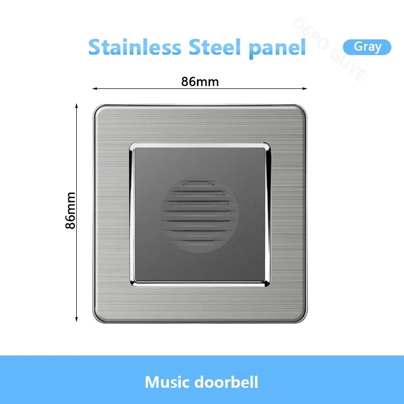 Universal Wall Light Switch Brushed Stainless steel Panel,UK Type-c 18W Quick Charging Socket 220V Double USB Electrical Outlet