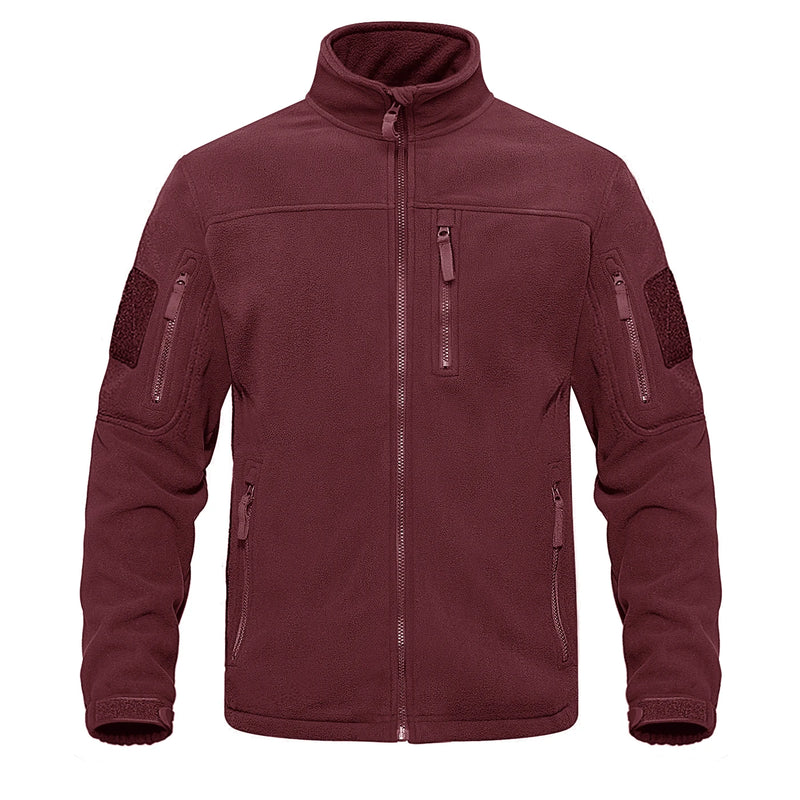 TACVASEN Full Zip Up Green Fleece Jacket Thermal Warm Work Coats Mens Zipper Pockets Casual Hiking Training Outwear Windbreaker