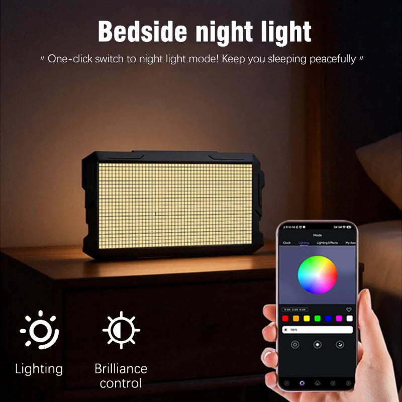អេក្រង់បង្ហាញភីកសែល LED RGB ទំហំ 24*48 APP ផ្ទាំងគ្រប់គ្រងម៉ាទ្រីស ការបង្ហាញសិល្បៈភីកសែលដែលអាចសរសេរកម្មវិធីបានជាមួយប៊្លូធូស APP គ្រប់គ្រងភីកសែលច្នៃប្រឌិត
